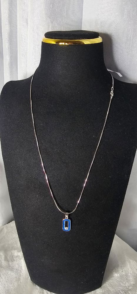 S925 snake chain with blue pendant 